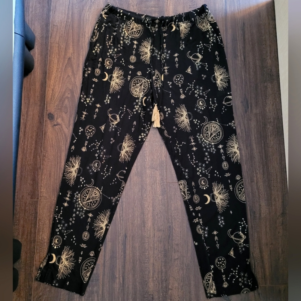 Soma Cool Nights Black Astrology Print Pajama Pants Size M